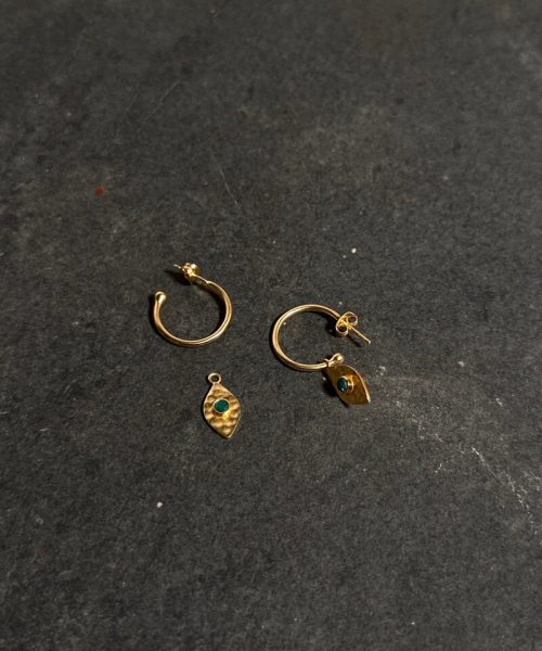 Emerald Charm Hoops