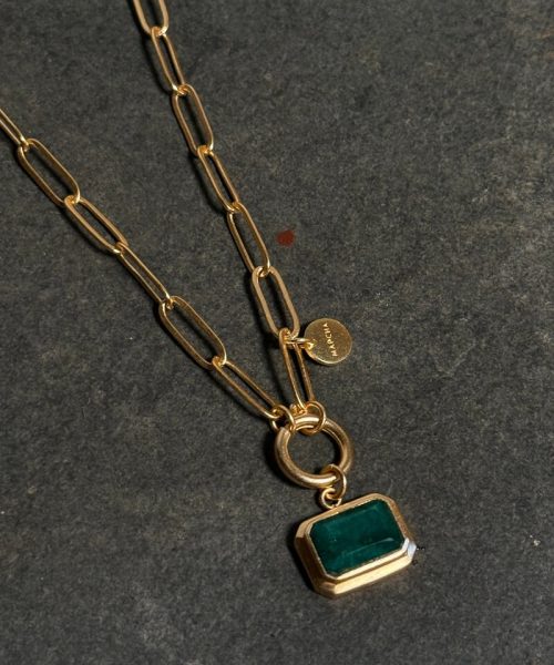 JANGU - Emerald Green Link Necklace - 50cm